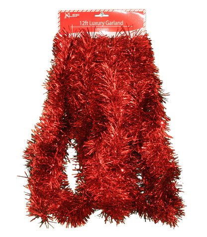 12 foot 5 Ply Holographic Tinsel Garland - Red - Tampa Home & Garden Store