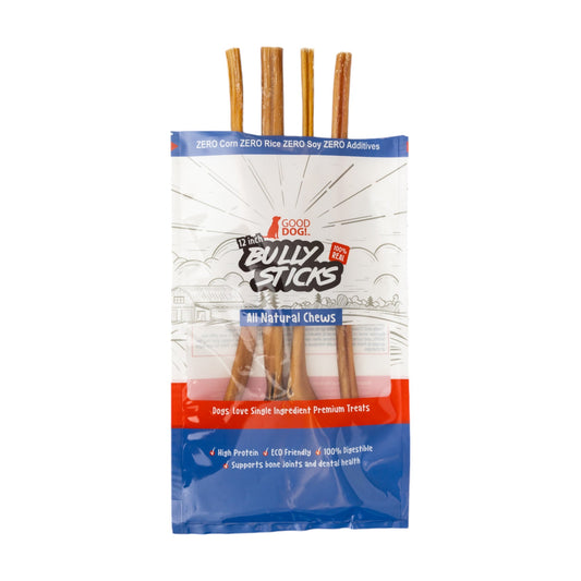 All-Natural Beef Bully Stick Dog Treats – Nutrient-Rich, and High-Protein – 12-Inch Standard (4-Pack) - Tampa Home & Garden Store