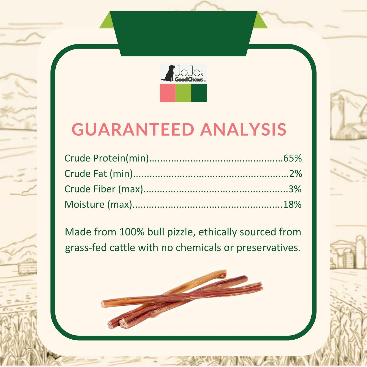 Golosinas naturales de carne de res para perros: ricas en nutrientes y proteínas, de 30 cm (paquete de 4)
