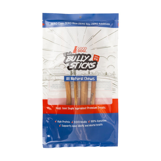 All-Natural Beef Bully Stick Dog Treats – Nutrient-Rich, and High-Protein – 12-Inch Standard (4-Pack) - Tampa Home & Garden Store