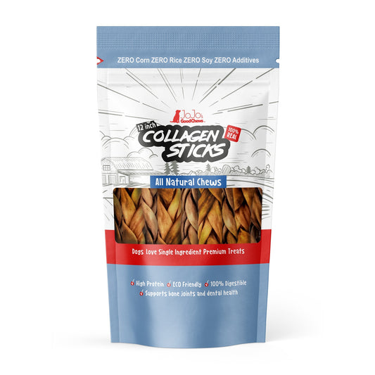 Braided Collagen Stick Dog Treats for Joint Health - 12-Inch Standard (4-Pack) - Tampa Home & Garden Store