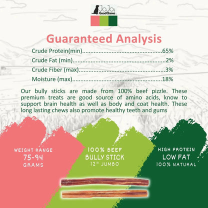 All-Natural Beef Bully Stick Dog Treats 12-Inch Jumbo 25/case American Pet Supplies on Tampa Home & Garden Store