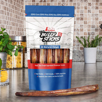 All-Natural Beef Bully Sticks 12-inch jumbo 2-pack single-ingredient dog chews in blue packaging on Tampa Home & Garden Store