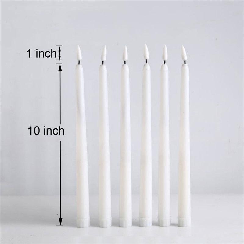Stevvex flameless LED taper candles set of 6 white 10-inch with flickering wicks on Tampa Home & Garden Store