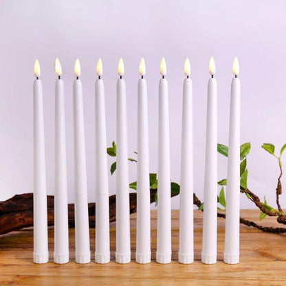 12-Piece warm white flameless LED taper candles with flickering 3D wicks Stevvex on Tampa Home & Garden Store