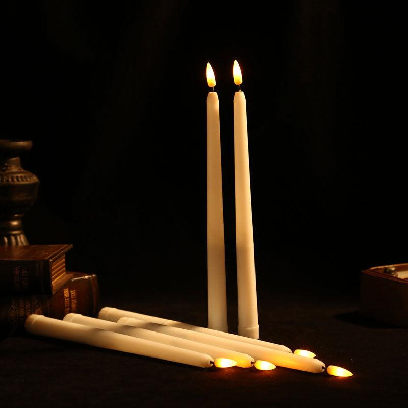 Stevvex flameless LED taper candles set of 12, warm white wax-look with flicker on Tampa Home & Garden Store