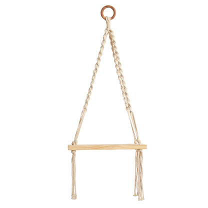 12” x 22” Hand Woven Macrame Wall Hanging with Wooden Shelf - Tampa Home & Garden Store