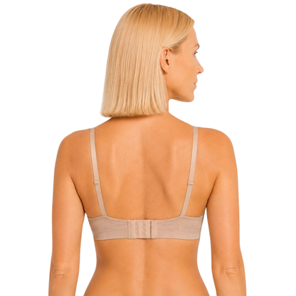 Seamless hemp bra with removable pads nude beige back view with adjustable straps on Tampa Home & Garden Store