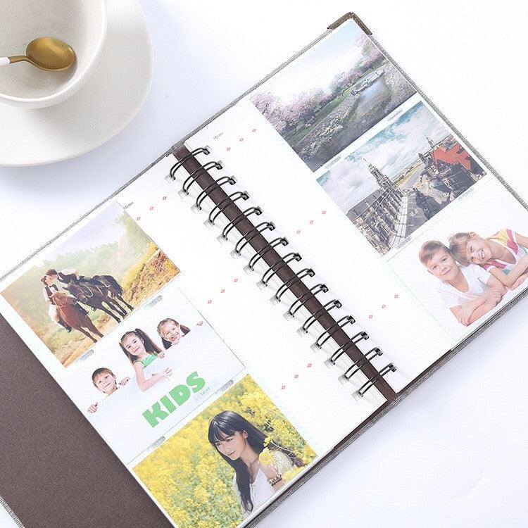 120-pocket PU leather photo album for 3-inch mini Polaroid, spiral-bound with kids photos on Tampa Home & Garden Store