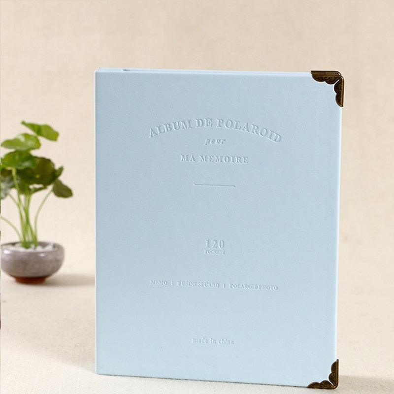 Stevvex 120-pocket PU leather photo album, light blue cover with corners for 3-inch Polaroid on Tampa Home & Garden Store