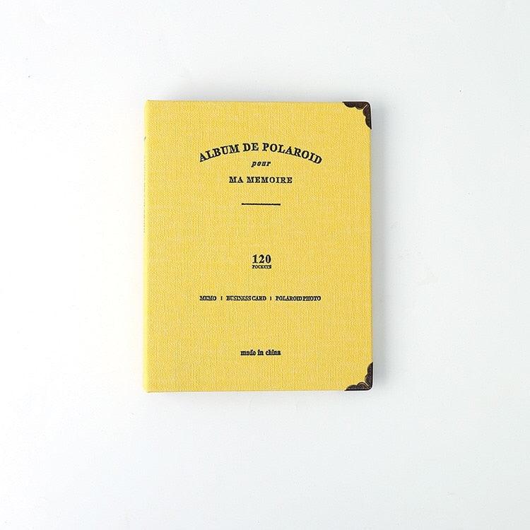120-pocket PU leather photo album by Stevvex in yellow for 3 inch Polaroid mini prints on Tampa Home & Garden Store