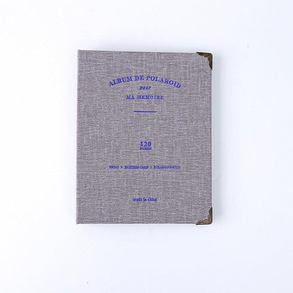 120-pocket PU leather photo album for 3-inch Polaroid Mini Stevvex, gray cover with blue stamp on Tampa Home & Garden Store