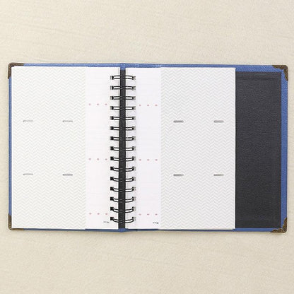Stevvex 120-pocket PU leather photo album with blue cover, spiral bound, open to pages on Tampa Home & Garden Store