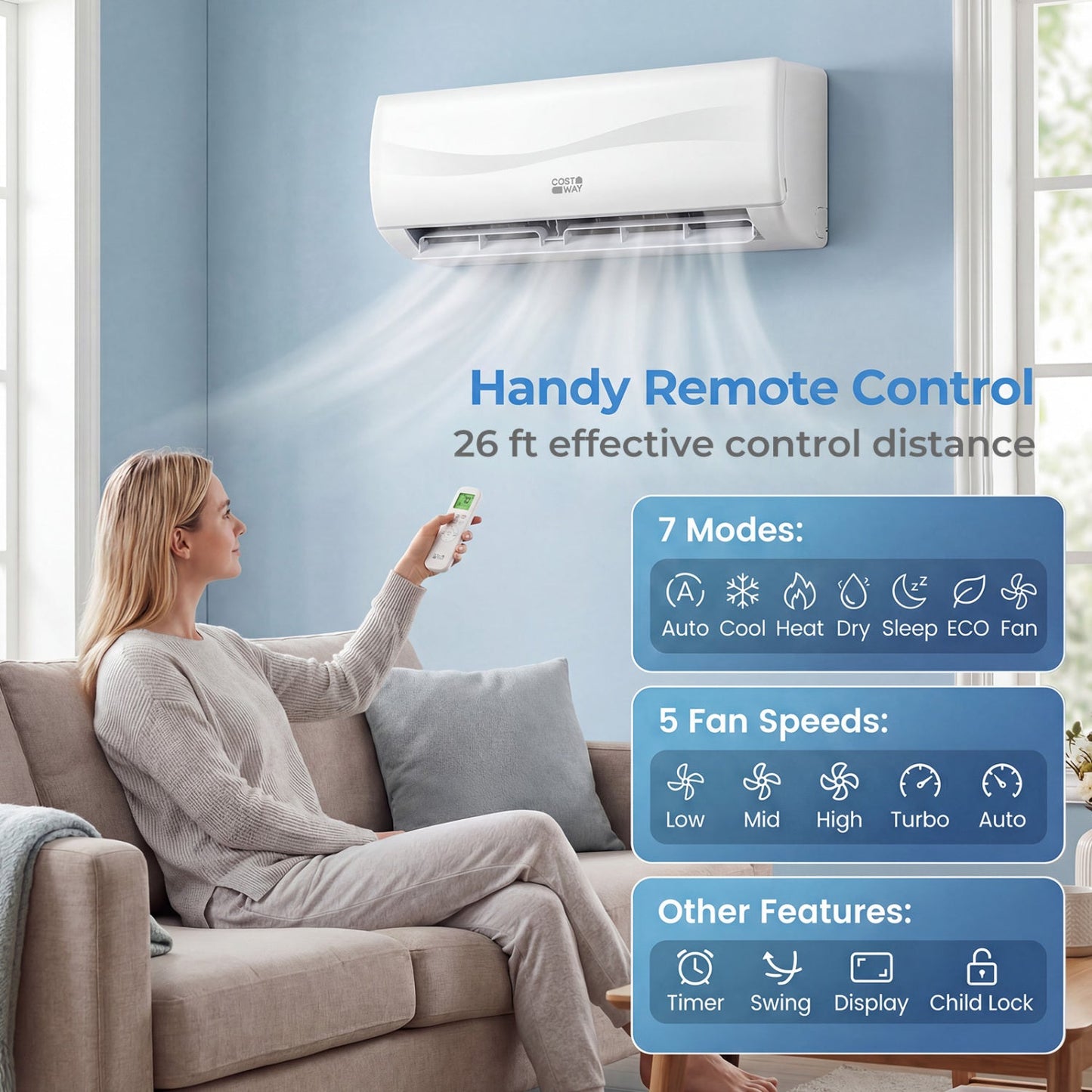 12000 BTU 17 SEER2 208-230V Mini Split Air Conditioner with Heat Pump