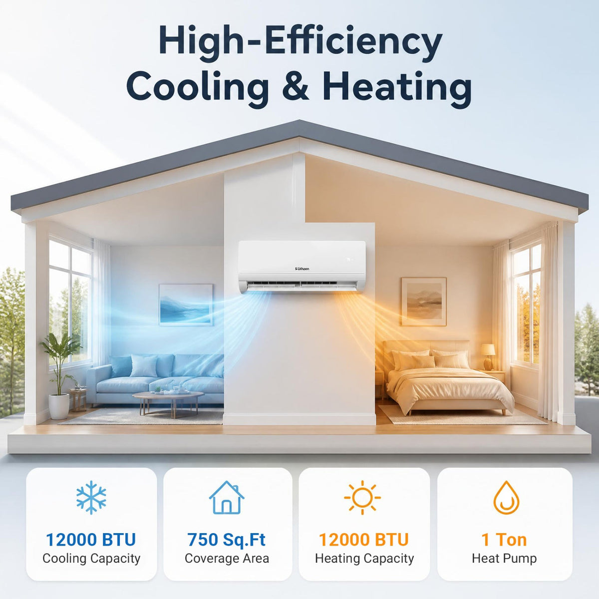 12000 BTU mini split with WiFi, DirectDeals white wall unit for cooling and heating on Tampa Home & Garden Store