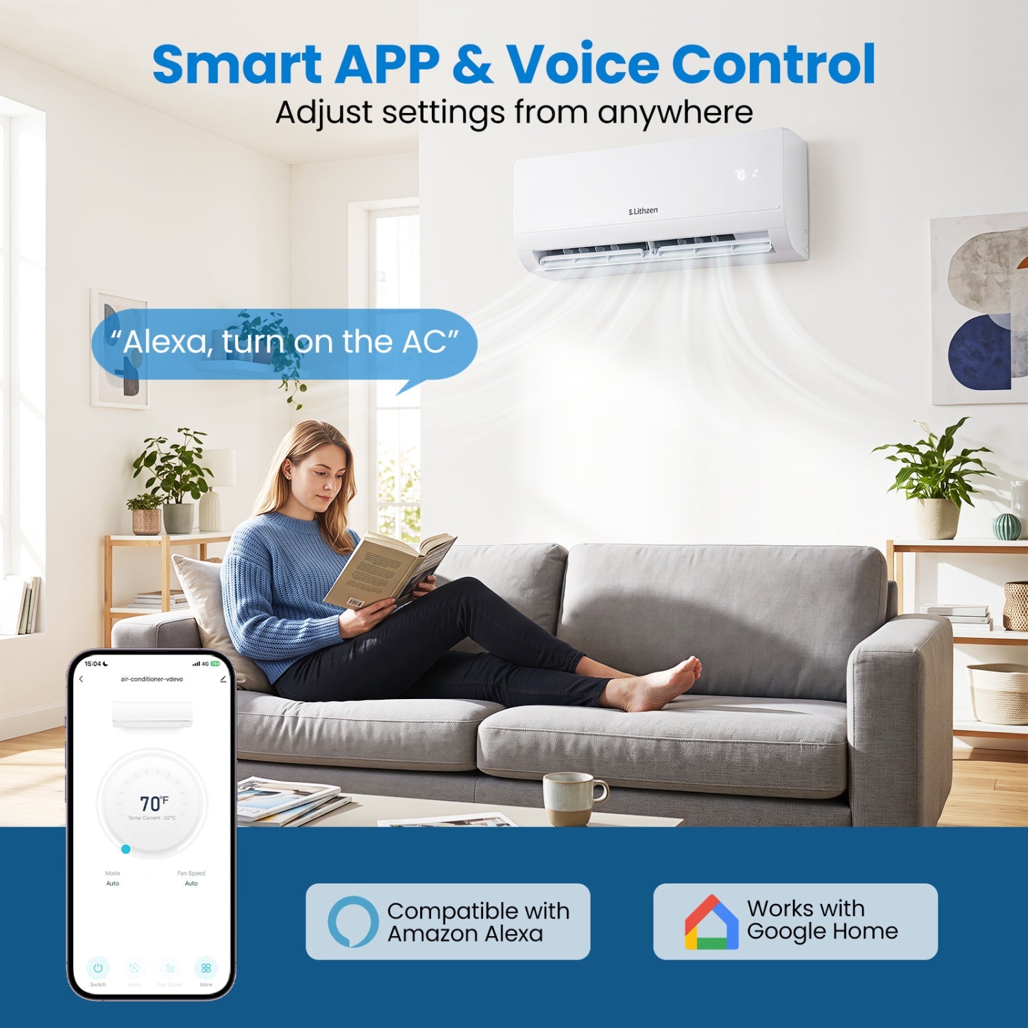DirectDeals 12000 BTU mini split system wall-mounted white indoor unit with WiFi smart control on Tampa Home & Garden Store