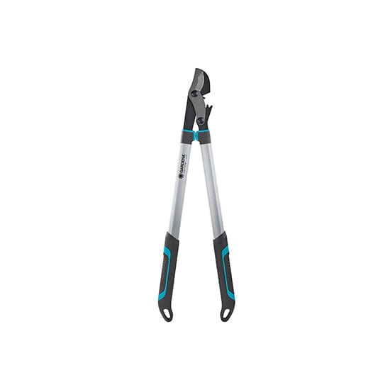 Pruning Lopper EnergyCut 750 B by Gardena with silver aluminum handles and black teal grips on Tampa Home & Garden Store