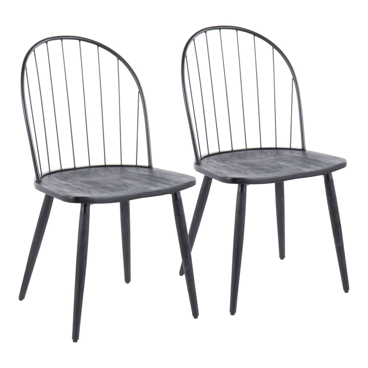 HouseOfZazla industrial high-back armless chairs, black metal spindle backs, set of 2 on Tampa Home & Garden Store