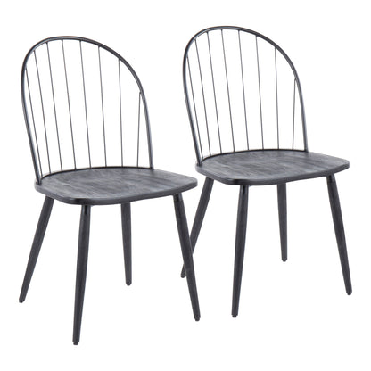 HouseOfZazla industrial high-back armless chairs, black metal spindle backs, set of 2 on Tampa Home & Garden Store