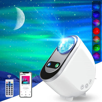 Perfecsy Aurora Borealis Projector; blue-green aurora with moon and stars, color wheel, remote on Tampa Home & Garden Store