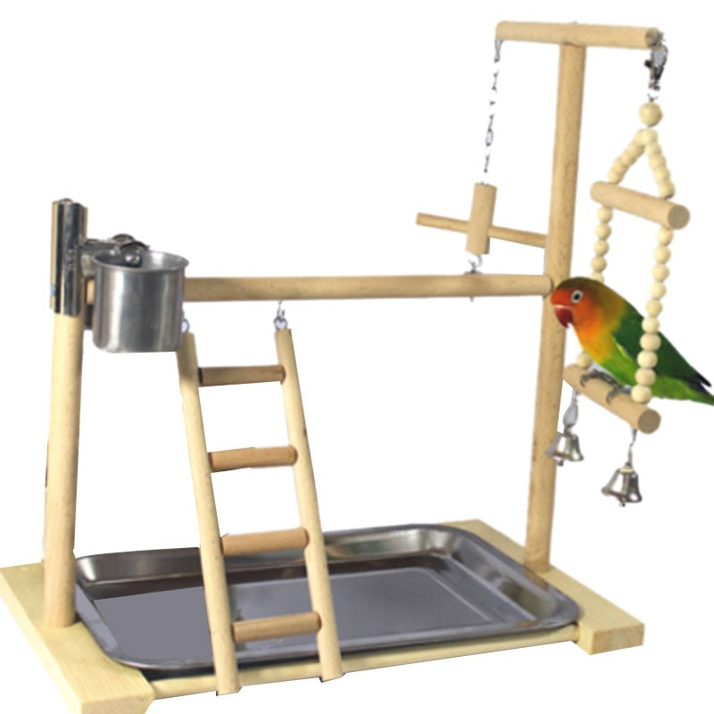 Wooden cockatiel floor stand with ladder, bead swing and bells by Sell My Stuff on Tampa Home & Garden Store