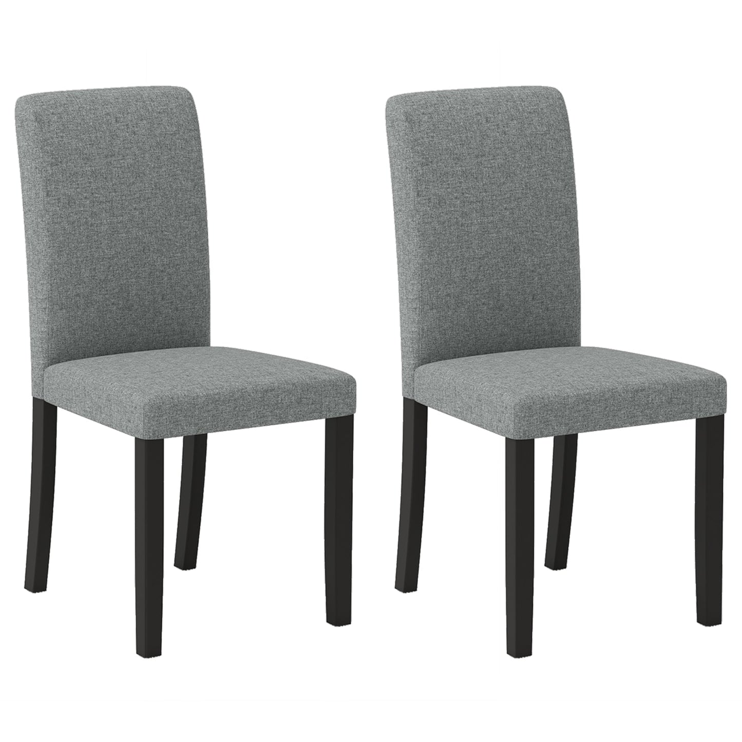Dining Chair Set of 2 Mid-Century Modern Chairs with Rubber Wood Legs-Gray