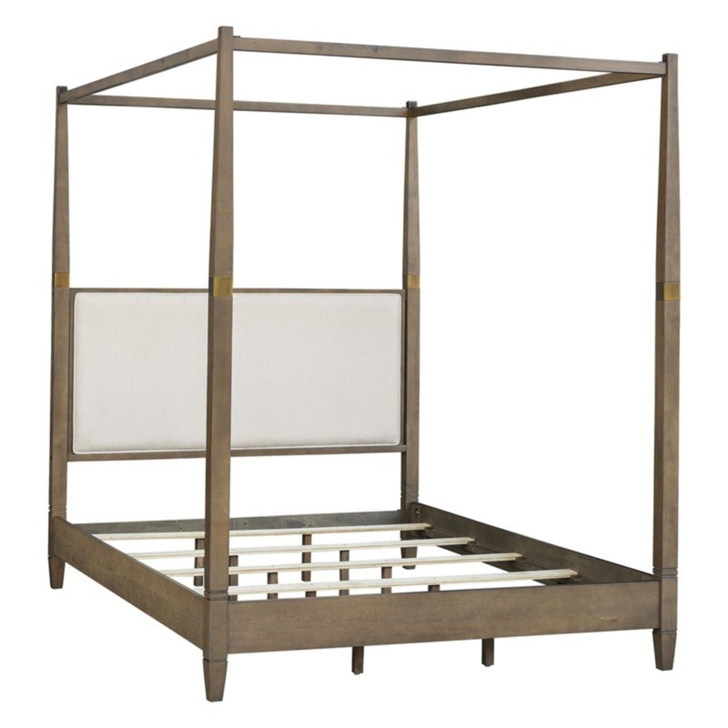 Queen Canopy Bed Frame With Upholstered Headboard