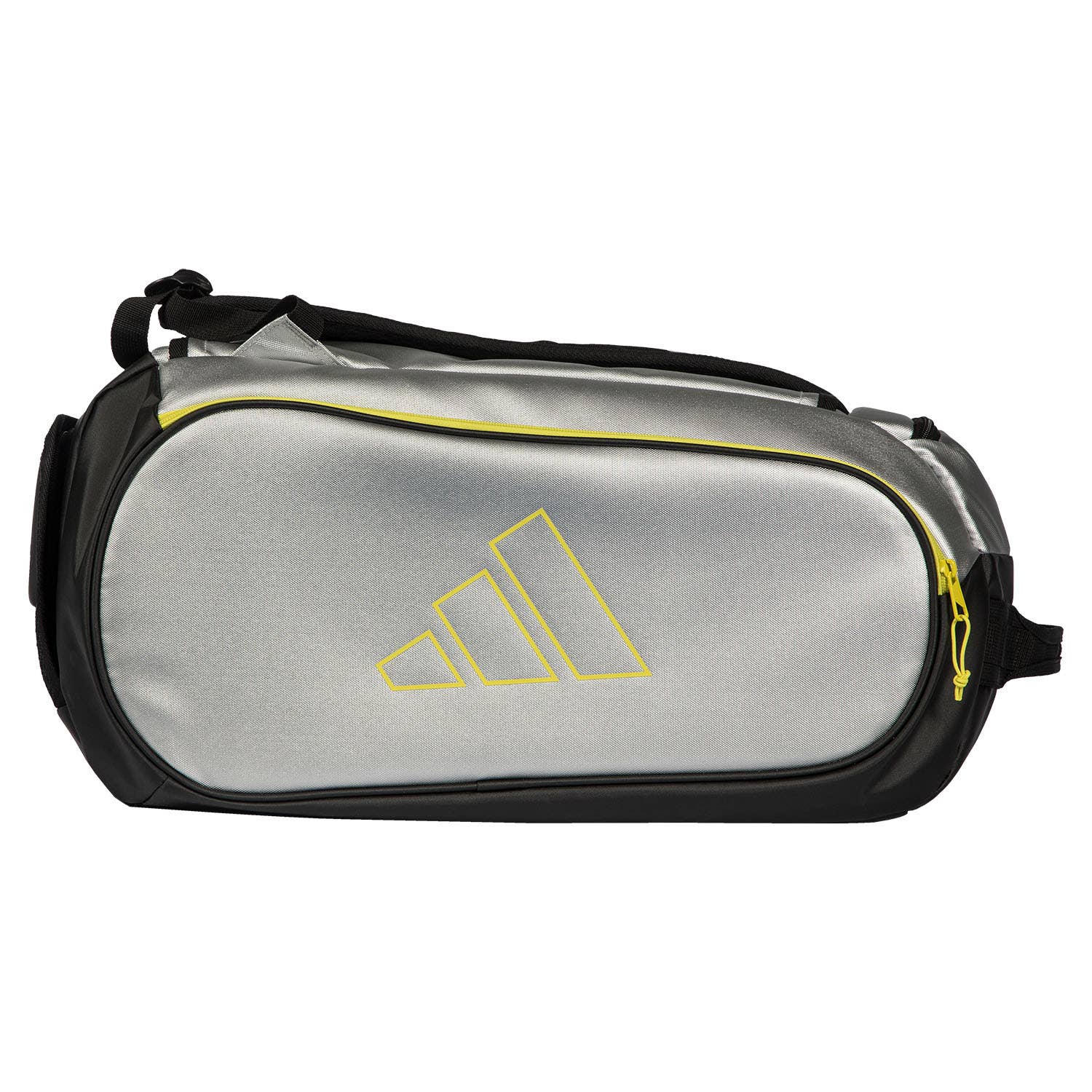 Adidas padel racket bag Tour silver with black trim and yellow zipper on Tampa Home & Garden Store