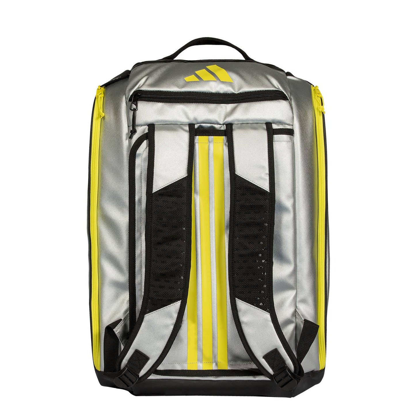 Adidas Padel Bag Tour Silver racket bag with yellow zipper trim and padded backpack straps on Tampa Home & Garden Store