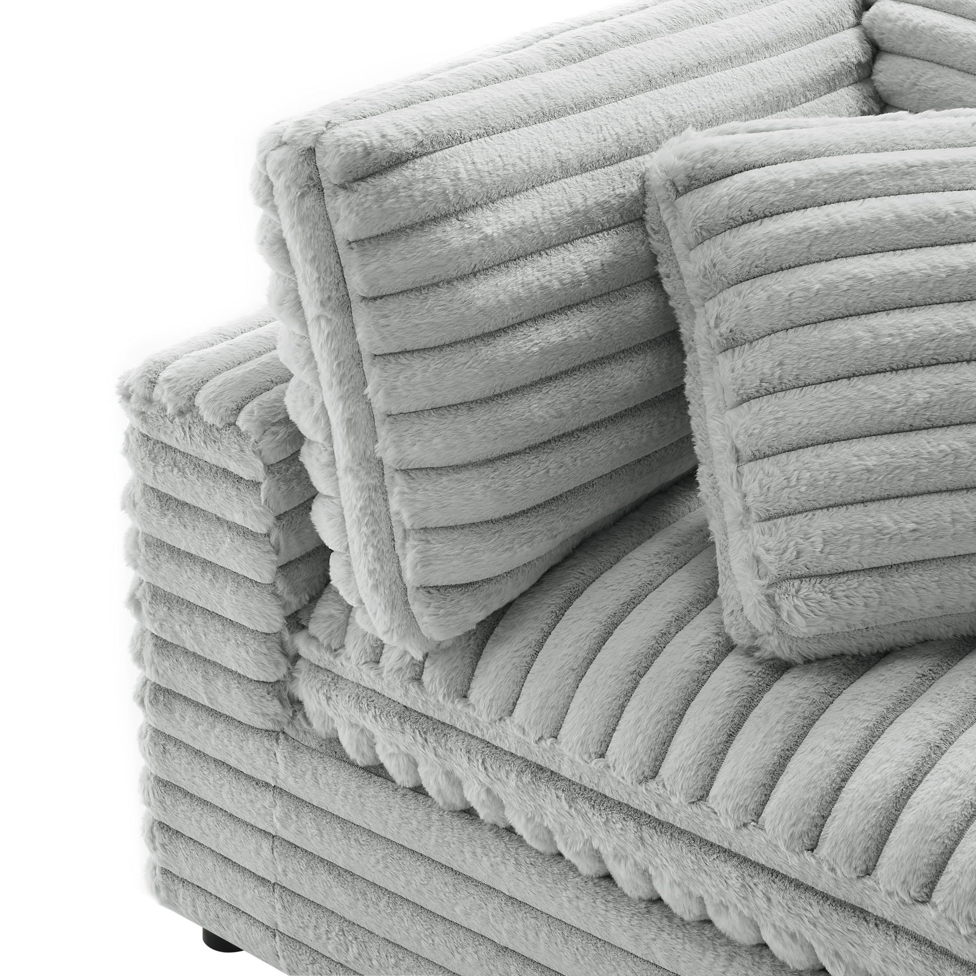 Jenny 2 Piece Sofa Sectional gray plush fur upholstery stationary sofa on Tampa Home & Garden Store