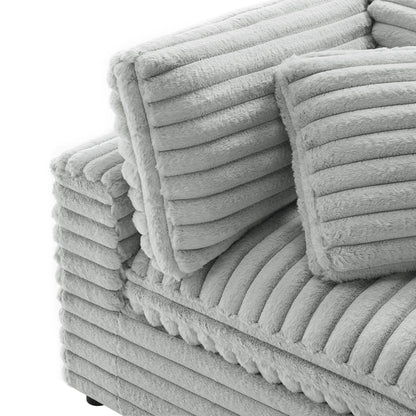 Jenny 2 Piece Sofa Sectional gray plush fur upholstery stationary sofa on Tampa Home & Garden Store