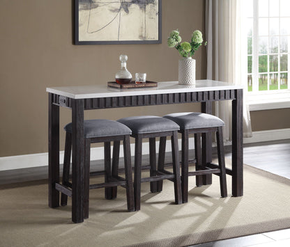 Necalli marble top counter height dining set with 4 stools, espresso weathered wood on Tampa Home & Garden Store