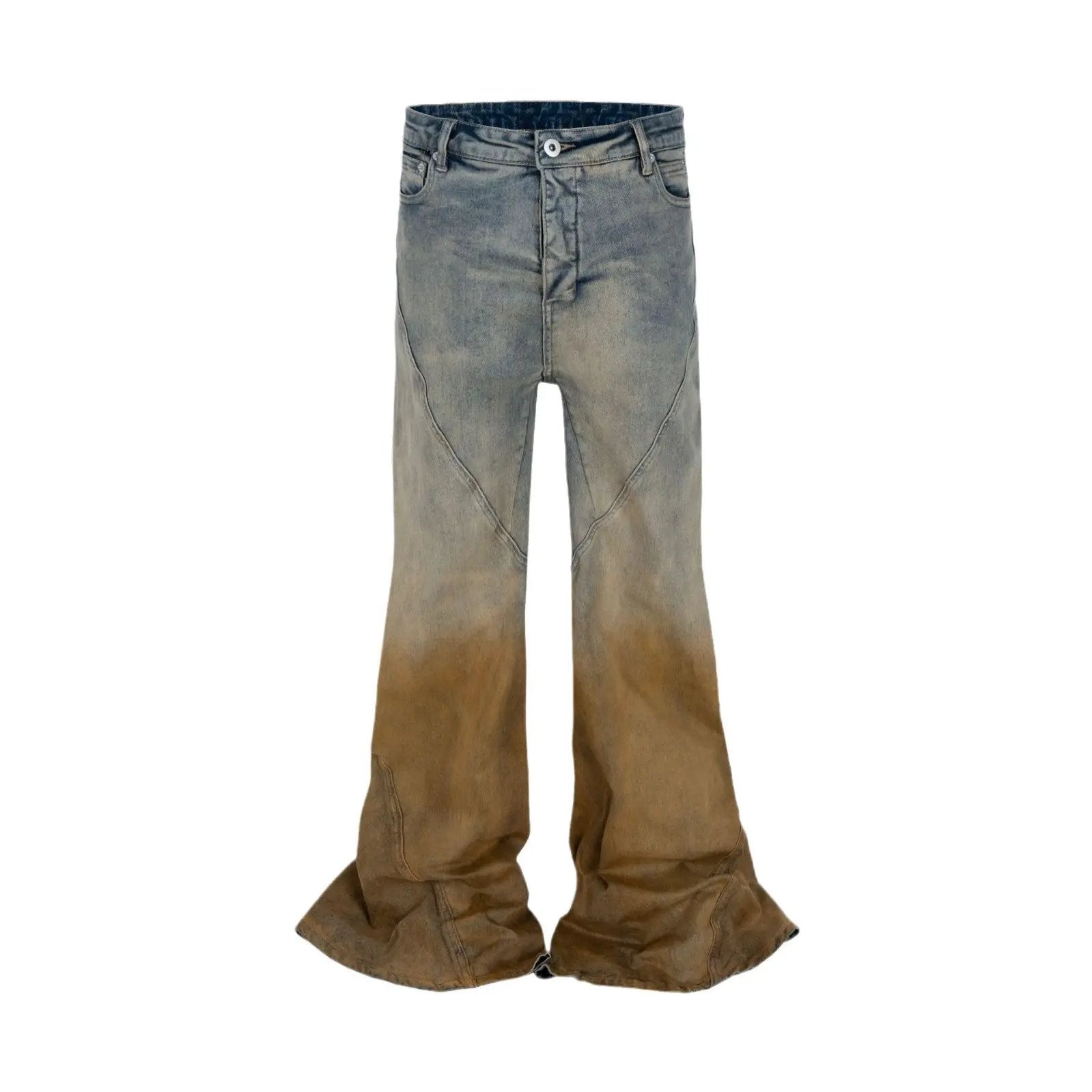 Men's gradient wide-leg distressed denim jeans by FLIPSTYLEZLLC blue-to-brown ombre wash on Tampa Home & Garden Store