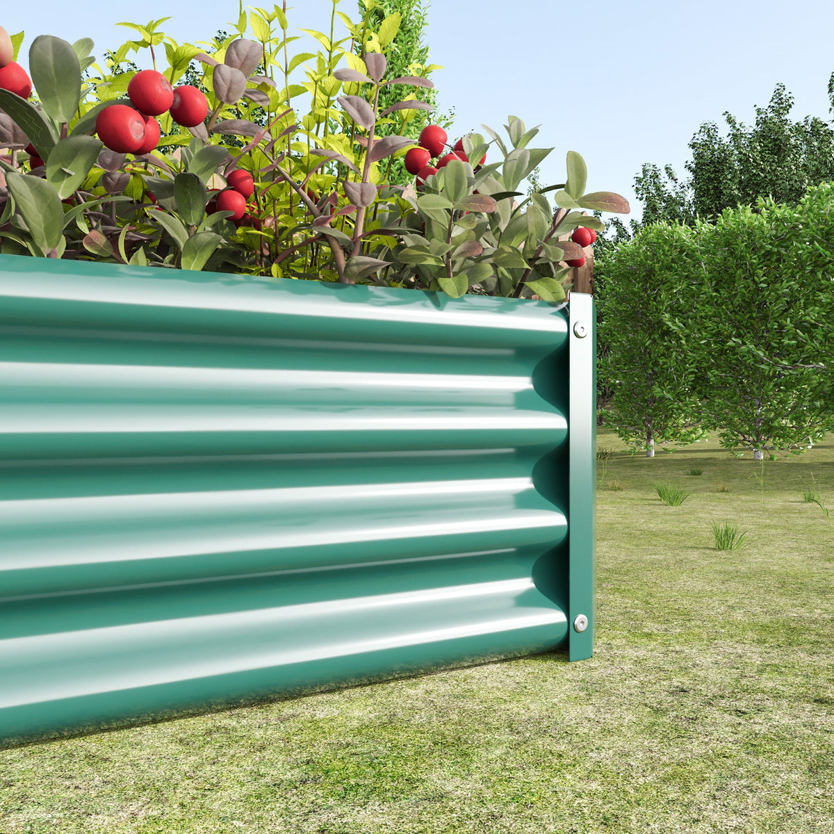 Metal Raised Garden Bed rectangle planter 4×2×1ft with green panels on Tampa Home & Garden Store