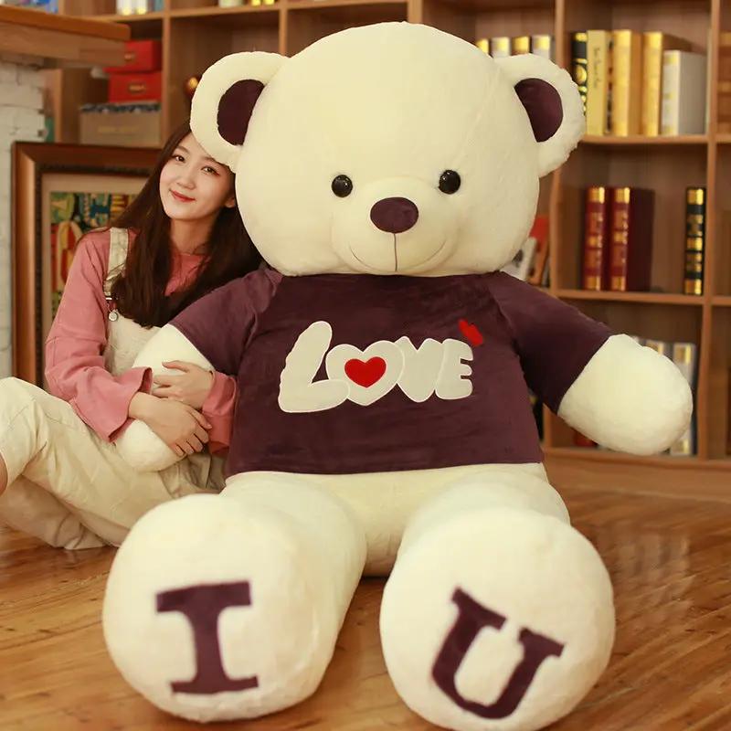 Heart Bear Pillow Plush Toy cream teddy with maroon LOVE shirt by FLIPSTYLEZLLC on Tampa Home & Garden Store