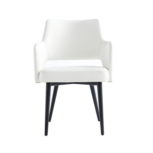 Tremont Armchair white leather with black metal legs by HouseOfZazla on Tampa Home & Garden Store