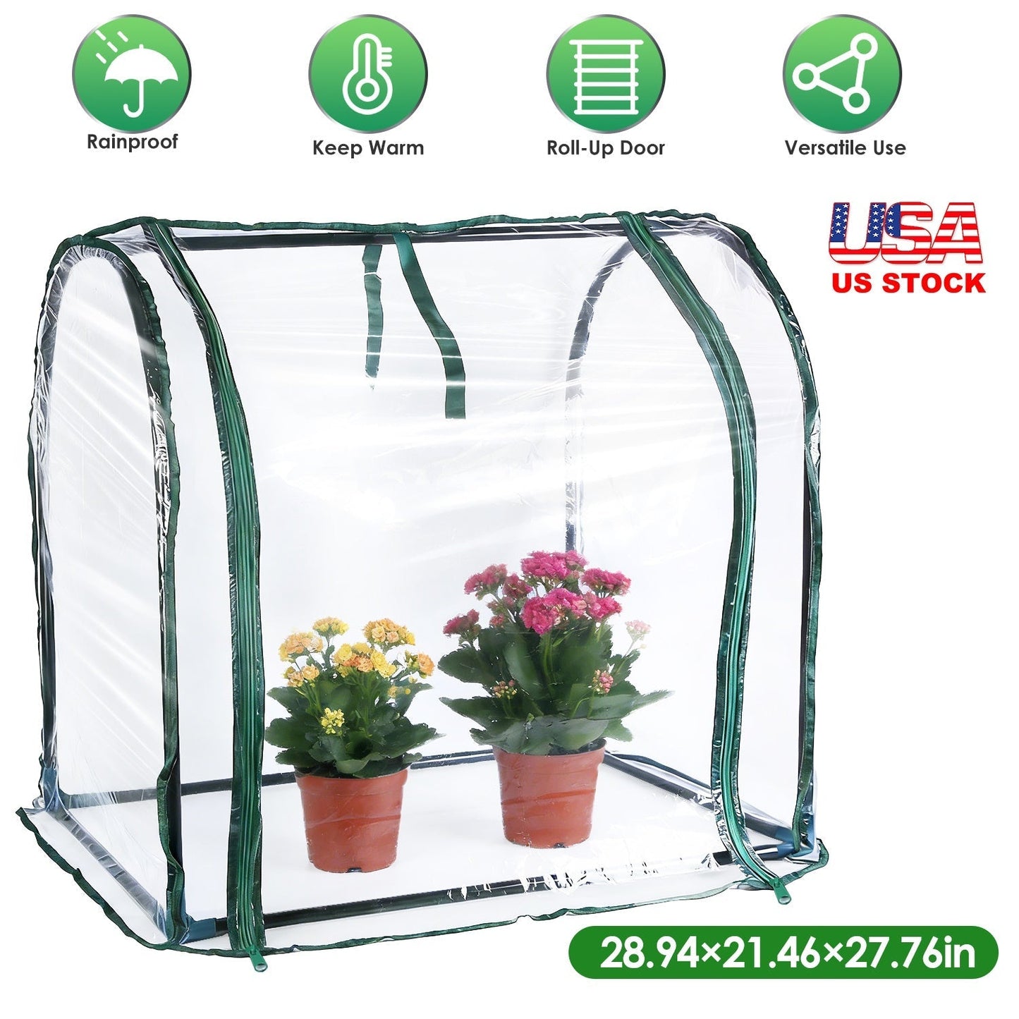 GemGear tabletop mini greenhouse with clear panels and green trim, 28.94x21.46x27.76 in on Tampa Home & Garden Store