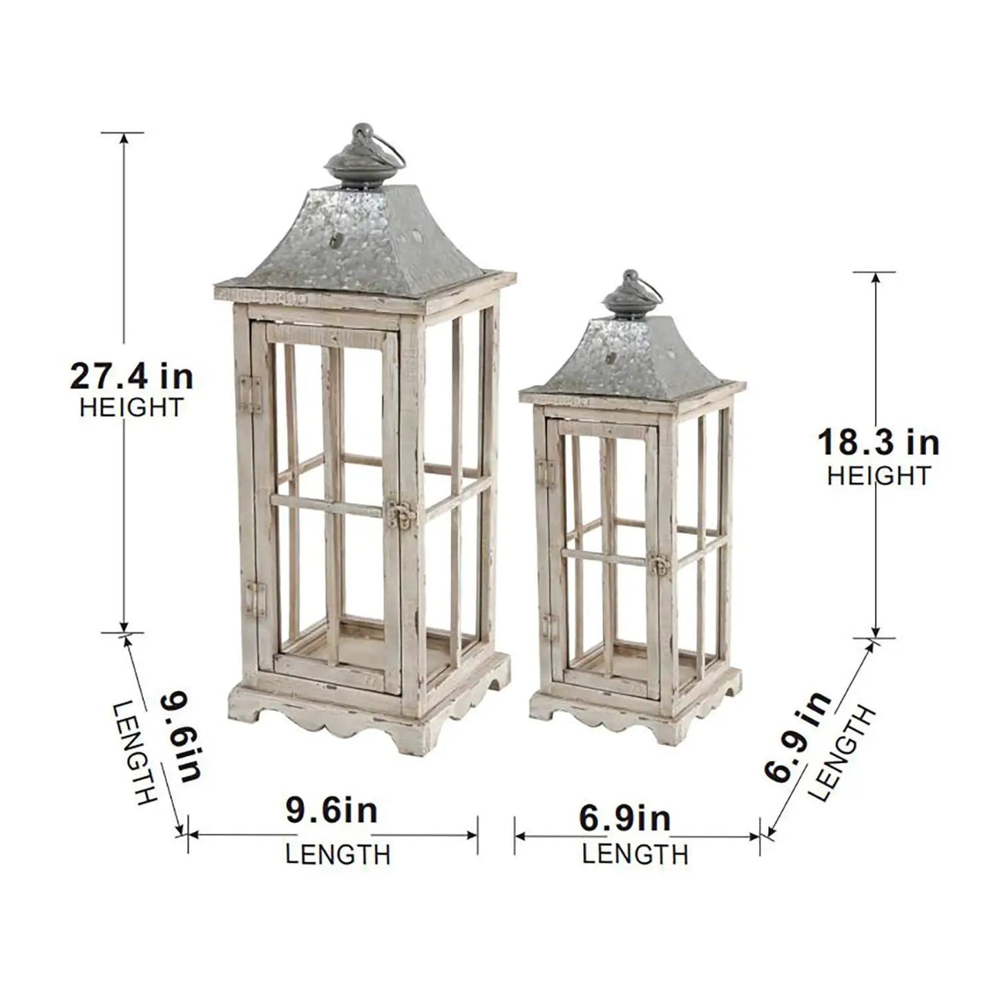 Wooden Candle Lantern in Ivory for Indoor Outdoor