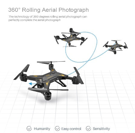 T-Rex RC drone with HD camera foldable quadcopter, black and yellow, 360° rolling aerial on Tampa Home & Garden Store