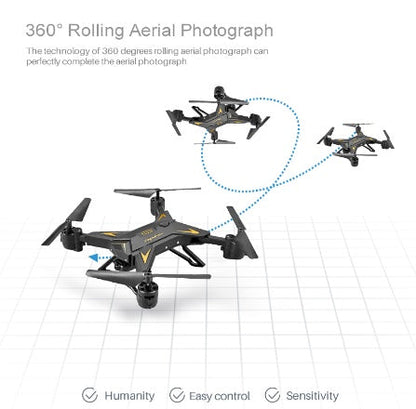 T-Rex RC drone with HD camera foldable quadcopter, black and yellow, 360° rolling aerial on Tampa Home & Garden Store