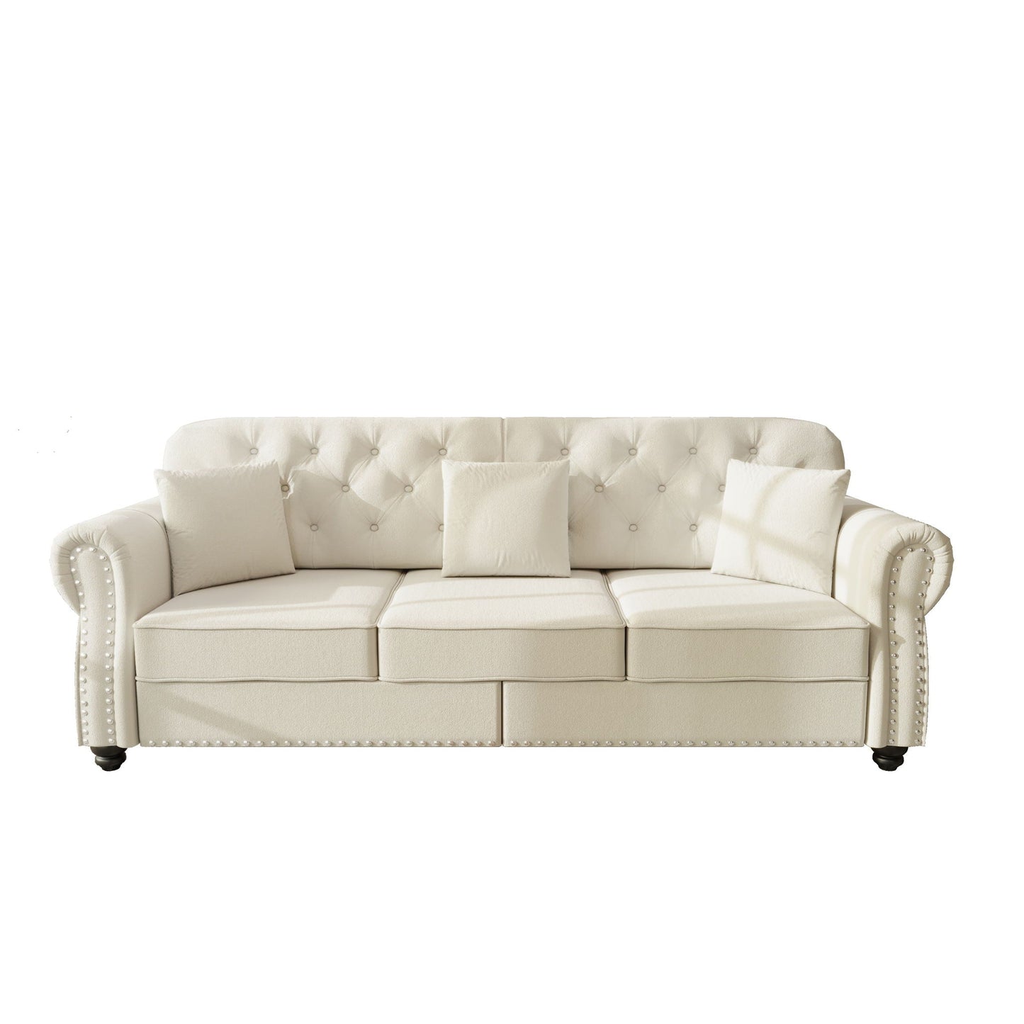 Modern Upholstered 3 Seater Sofa Set and Ottoman