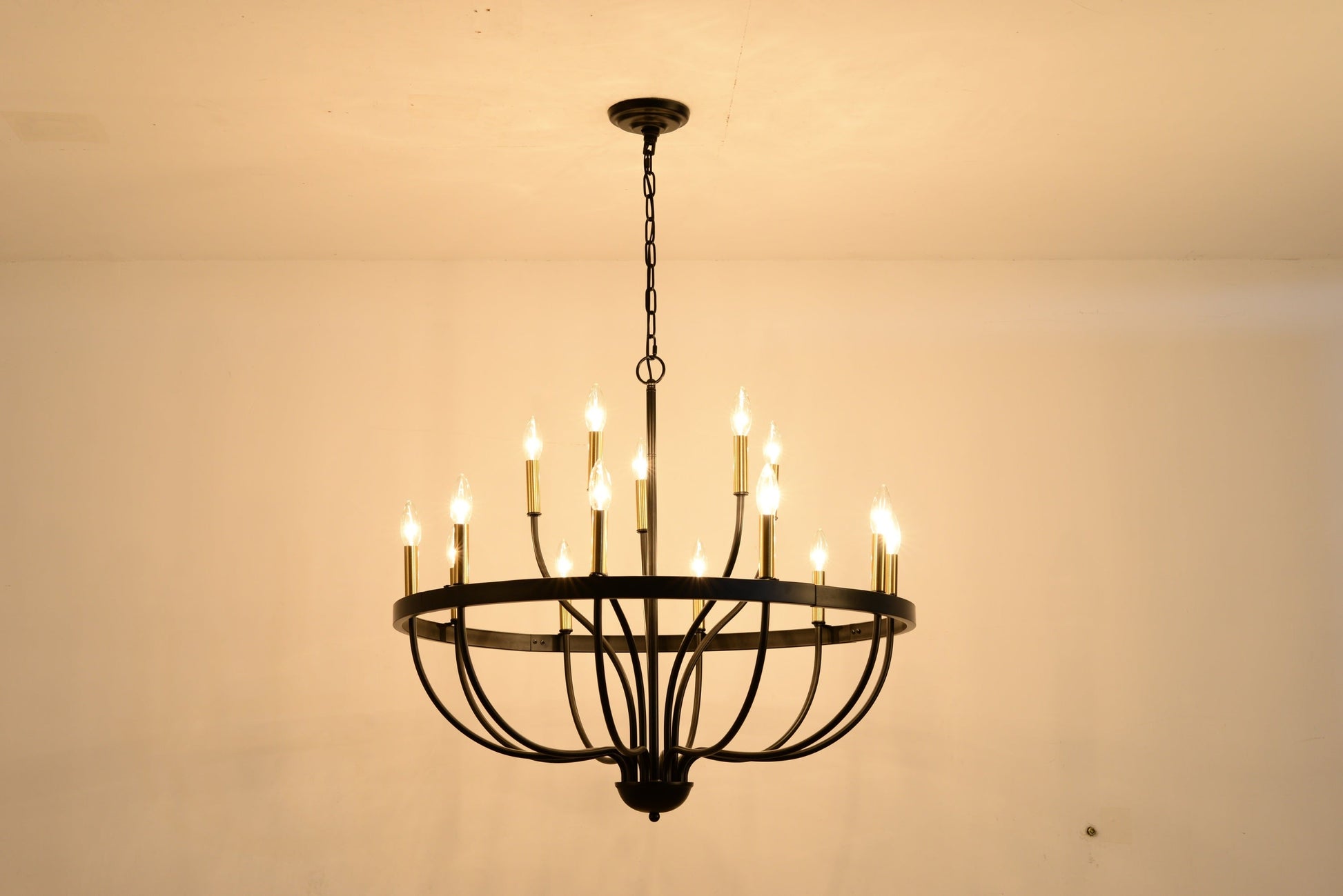 18-Light Industrial Iron Candle Chandelier by HouseOfZazla black iron frame with chain suspension on Tampa Home & Garden Store