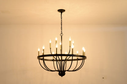 18-Light Industrial Iron Candle Chandelier by HouseOfZazla black iron frame with chain suspension on Tampa Home & Garden Store