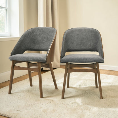 Gray walnut side chair set with padded cushions, set of 2, wood base on Tampa Home & Garden Store