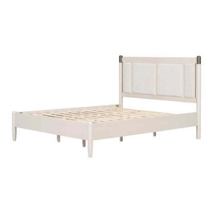 Solid wood queen bed frame with upholstered headboard, slatted base, HouseOfZazla on Tampa Home & Garden Store