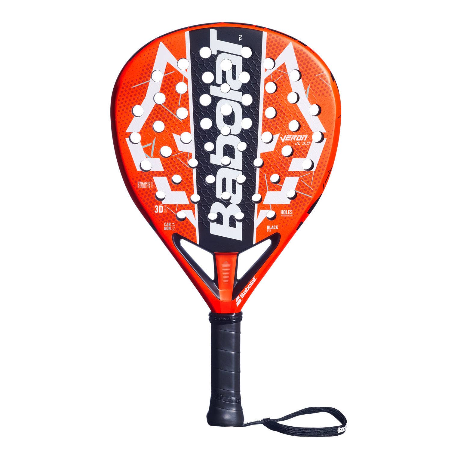 Padel racket Babolat Veron Juan Lebron 3.0 orange and black with wrist strap on Tampa Home & Garden Store