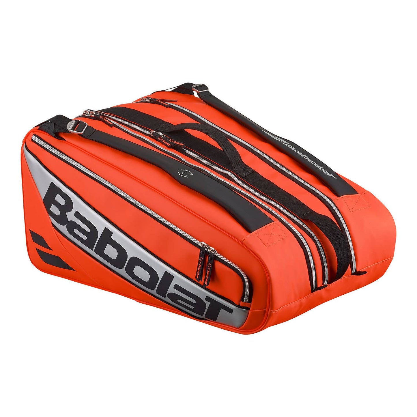 Babolat Padel Bag RH PRO Juan Lebron 2nd Gen orange with black straps and multiple zip pockets on Tampa Home & Garden Store