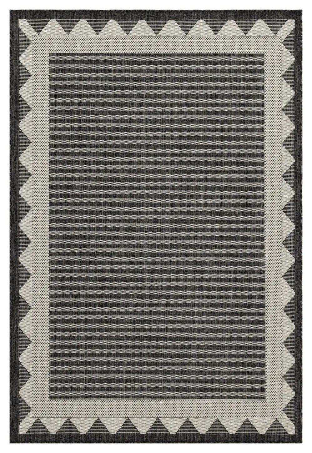Sunshine runner rug black/white striped with triangle border polypropylene Unique Piece Furniture on Tampa Home & Garden Store