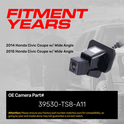 Master Tailgaters OEM backup camera for Honda Civic Coupe 2014-2015, wide-angle 39530-TS8-A11 on Tampa Home & Garden Store