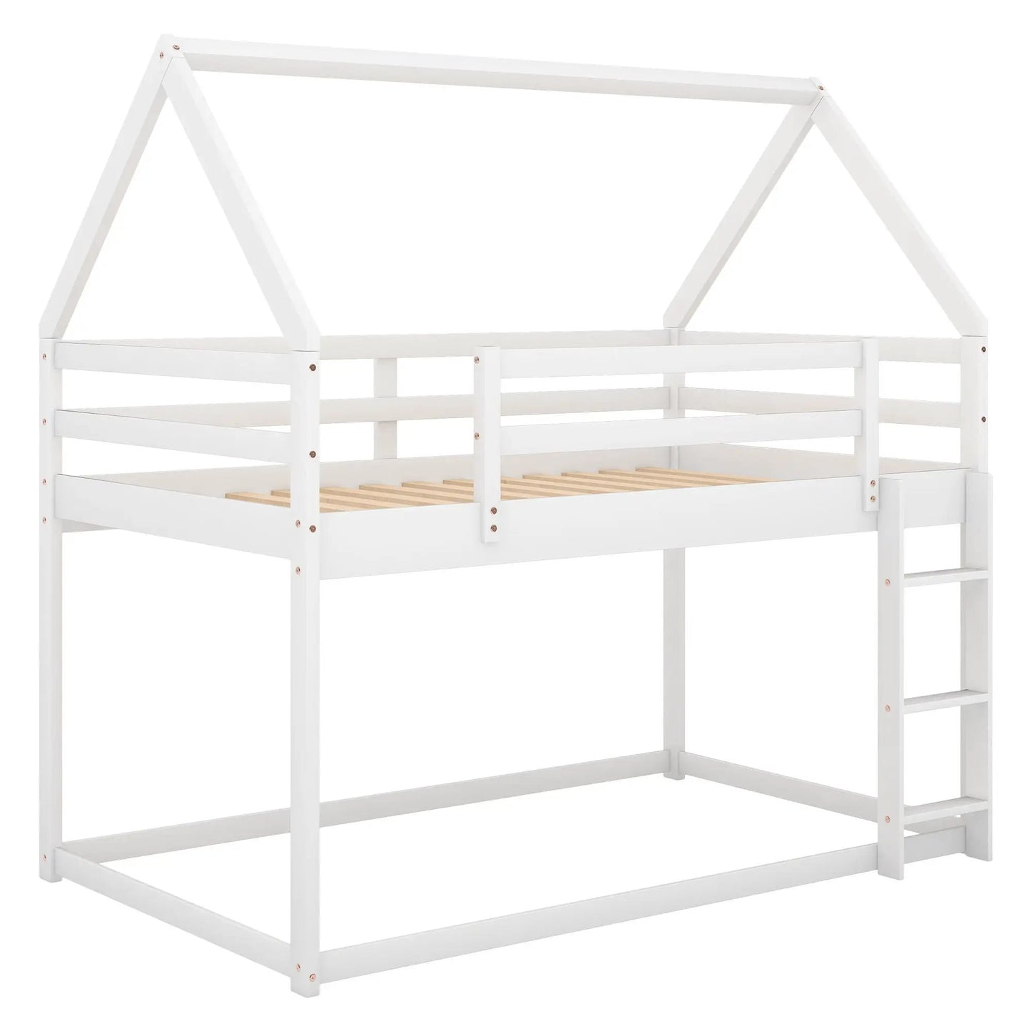 Low Bunk Bed with House Frame and Ladder